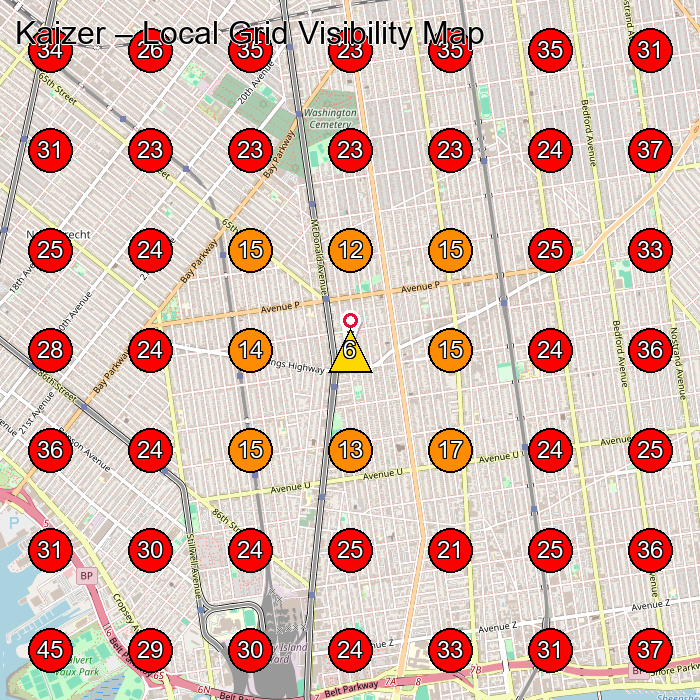 Kaizer GeoGrid visibility map for Permanent Make-Up Clinic in Brooklyn